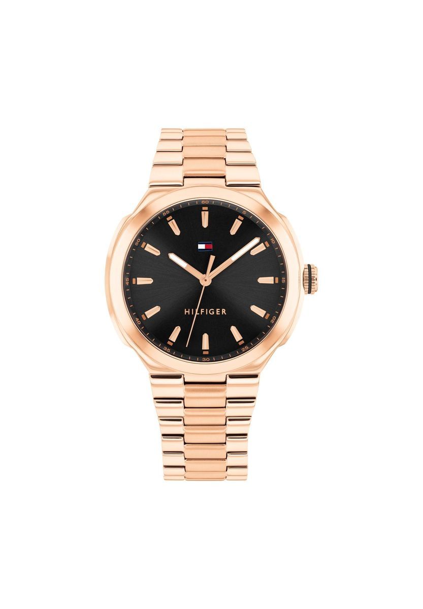 Elegante roségoldene Gliederarmbanduhr