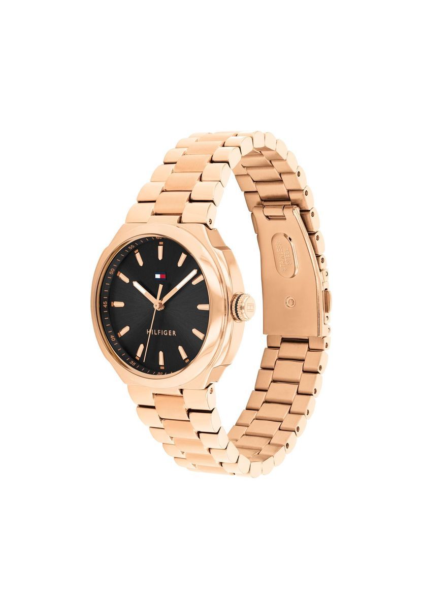 Elegante roségoldene Gliederarmbanduhr