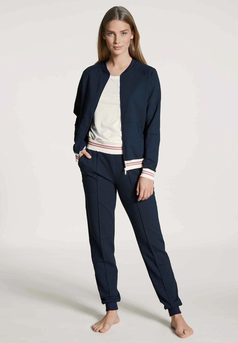 Bomber-Sweatjacke mit Streifenbündchen