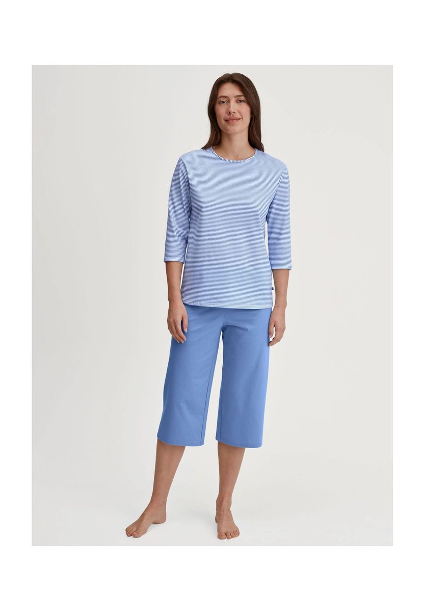 Gestreifter Capri-Pyjama mit 3/4-Arm