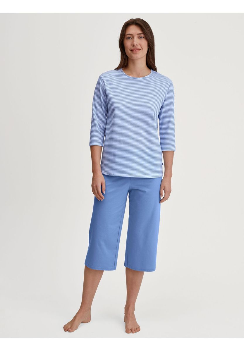Gestreifter Capri-Pyjama mit 3/4-Arm