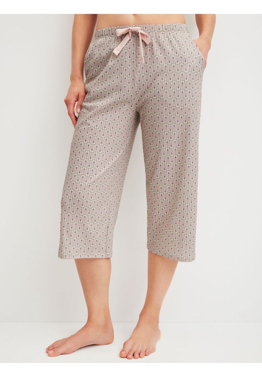 3/4-Pyjamahose mit geometrischem Muster