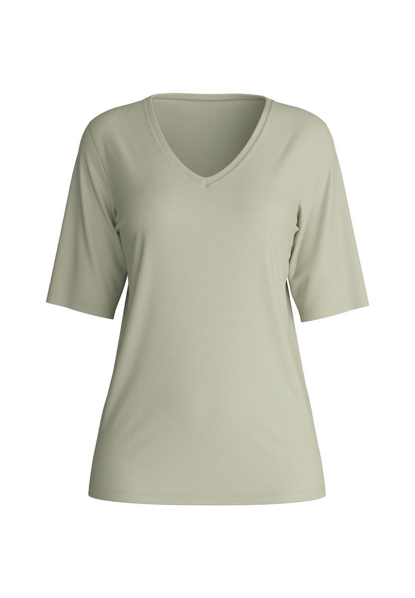 Weiches Interlock-Baumwollshirt mit V-Ausschnitt