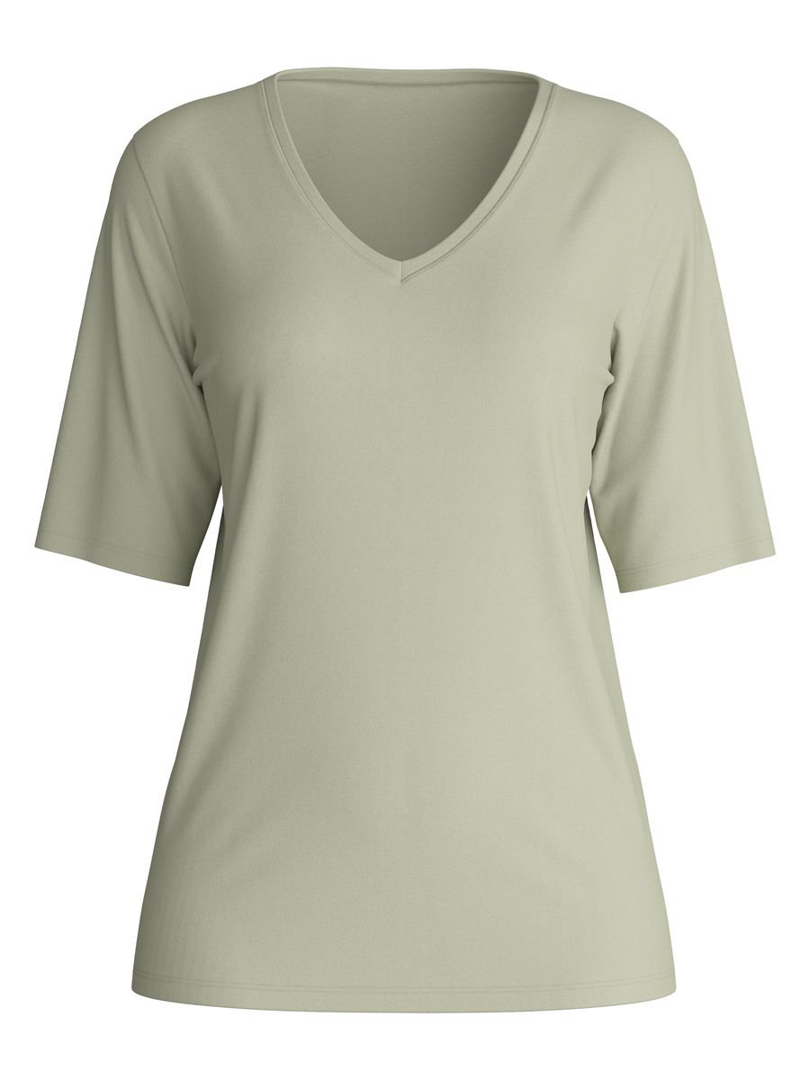 Weiches Interlock-Baumwollshirt mit V-Ausschnitt
