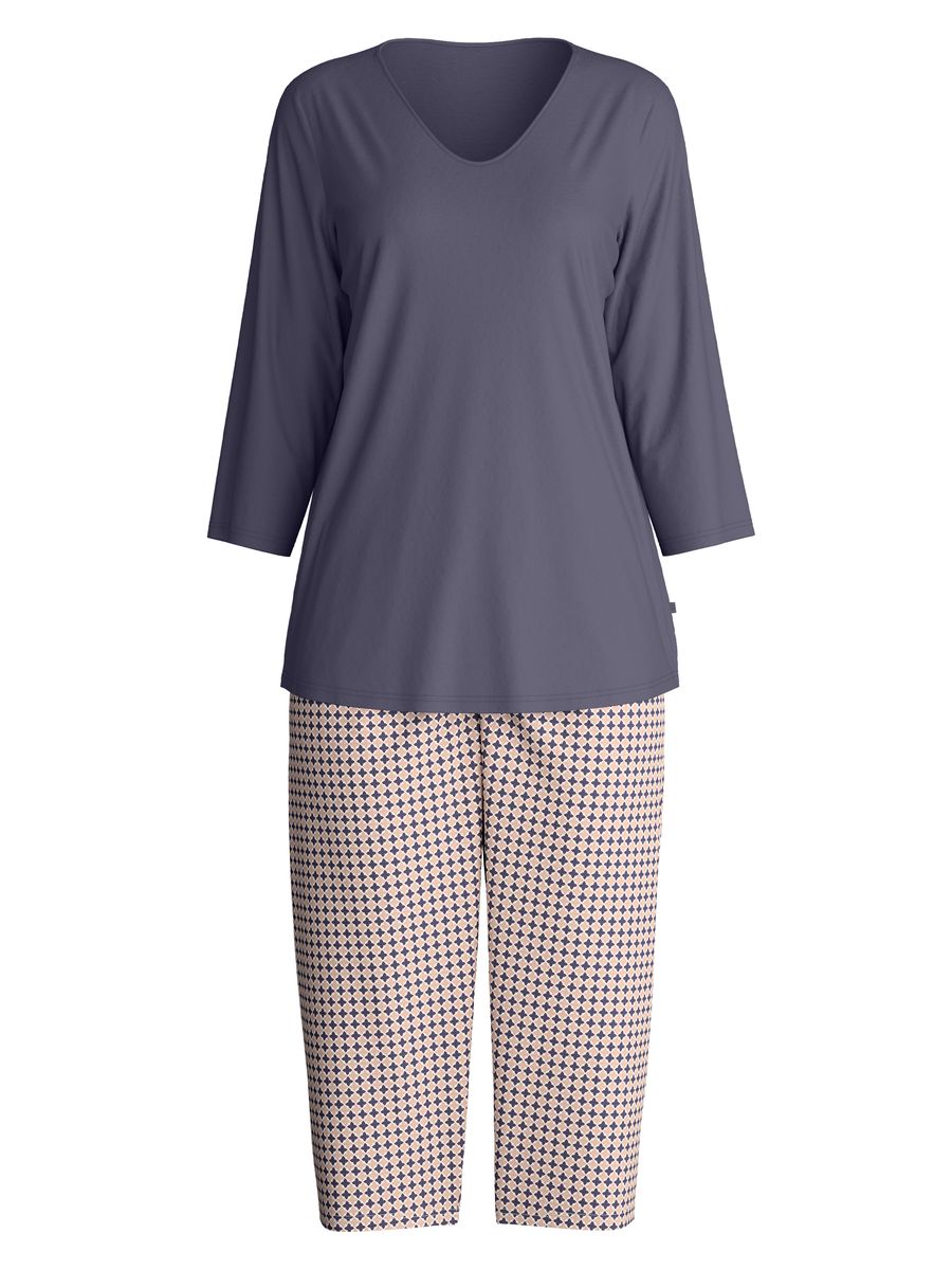 Bequemes Baumwoll-Pyjama-Set mit V-Ausschnitt