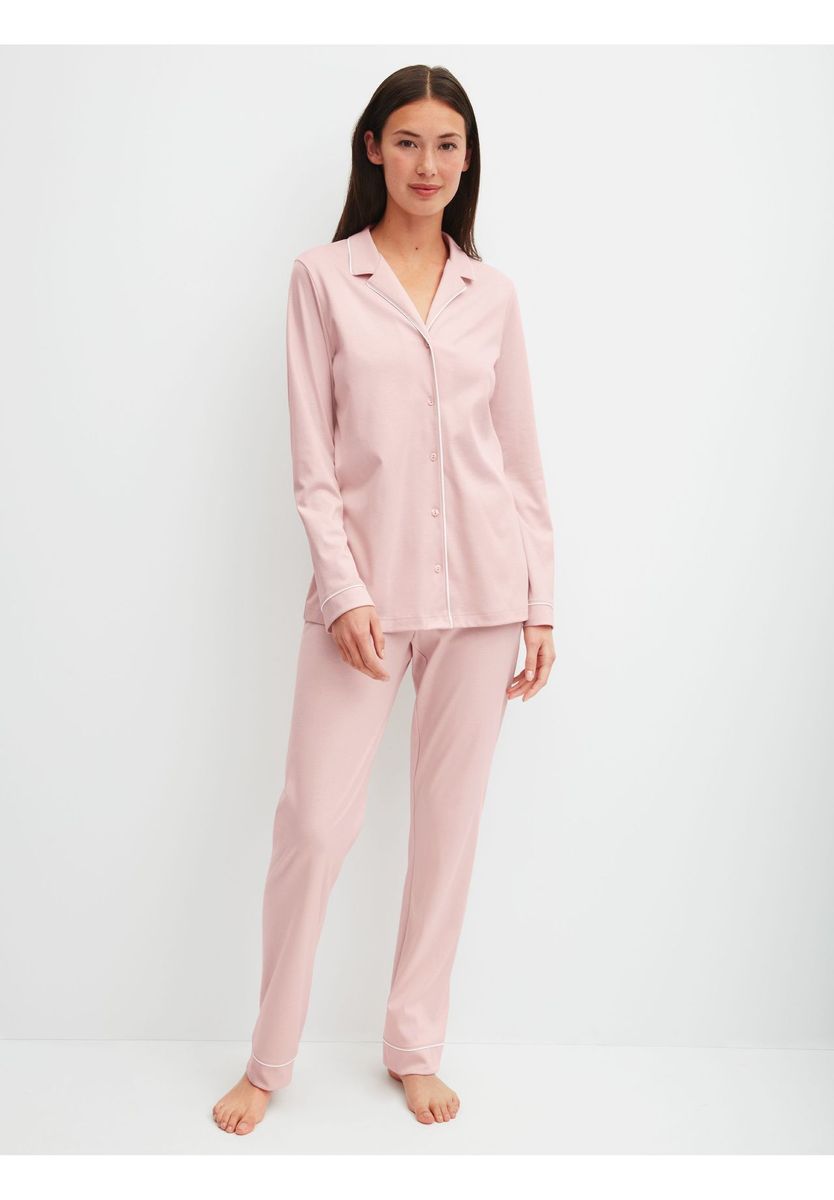 Klassisches Baumwoll-Pyjama-Set mit Knopfleiste