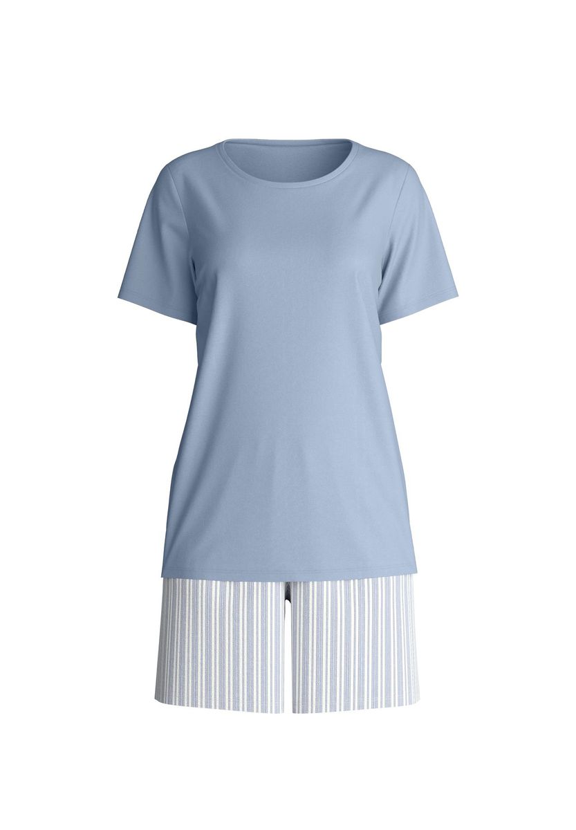 Kurzärmeliges gestreiftes Baumwoll-Pyjama-Set