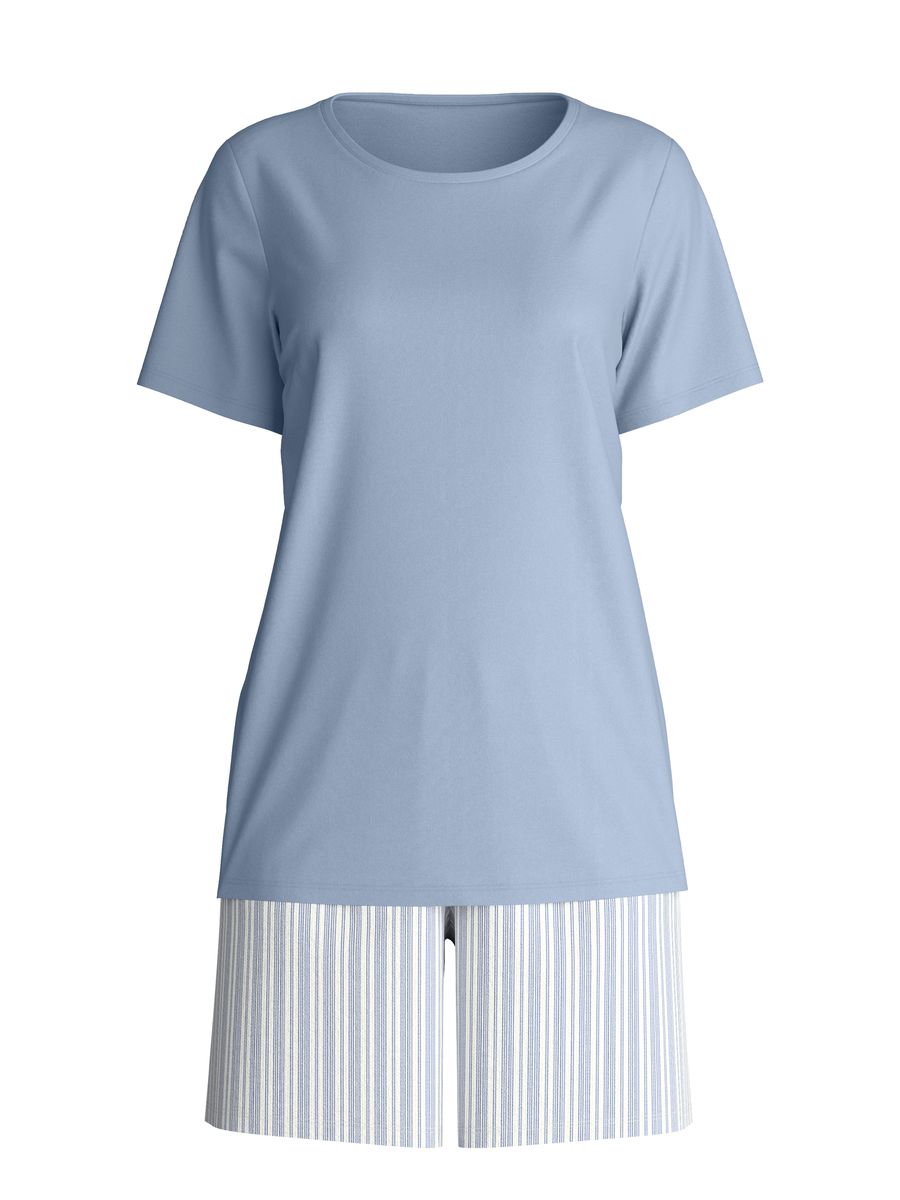 Kurzärmeliges gestreiftes Baumwoll-Pyjama-Set