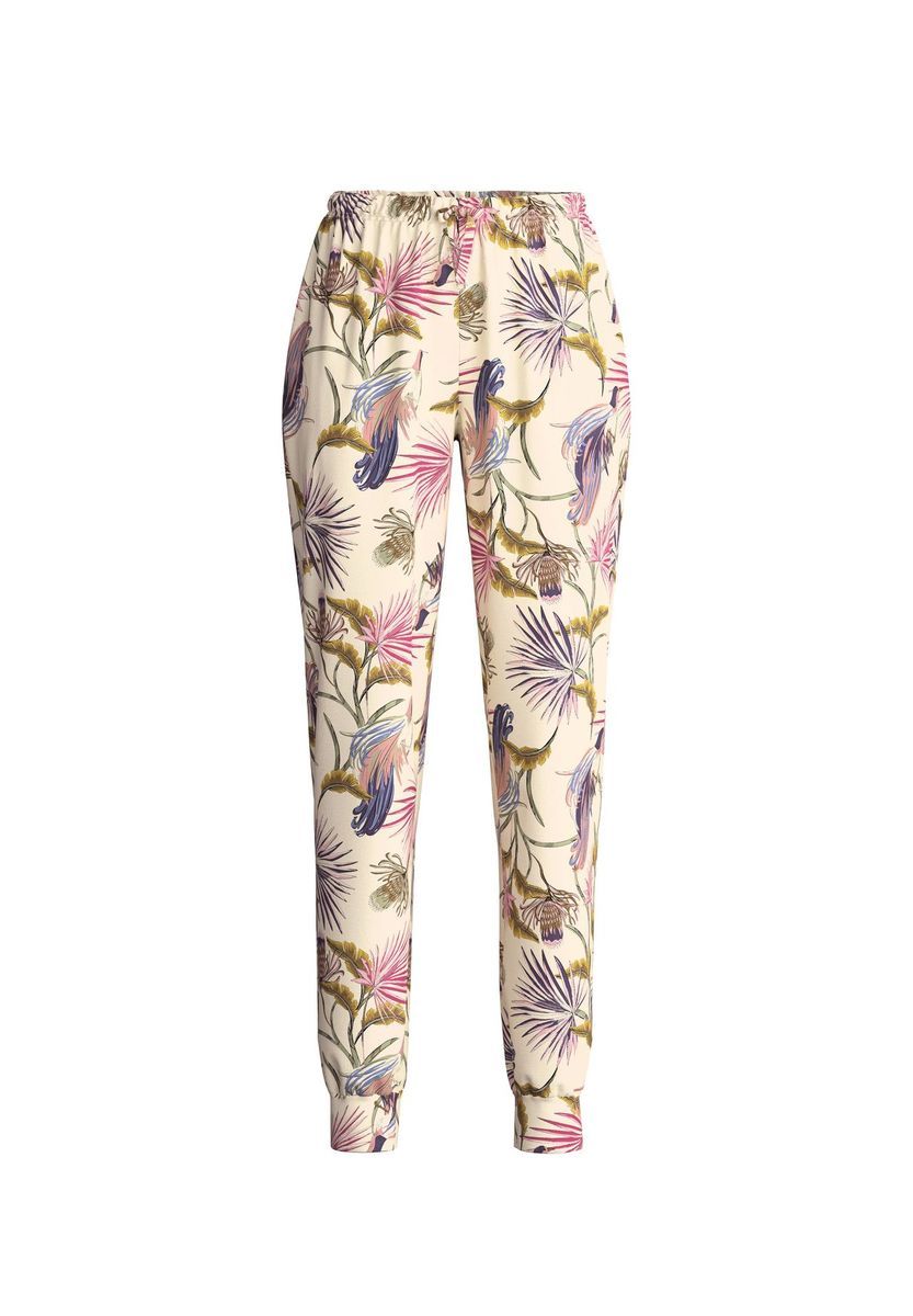 Pyjamahose mit floralem Print und Bündchen