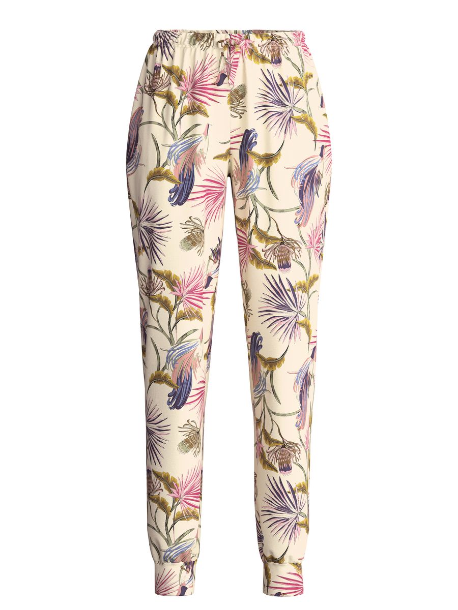 Pyjamahose mit floralem Print und Bündchen