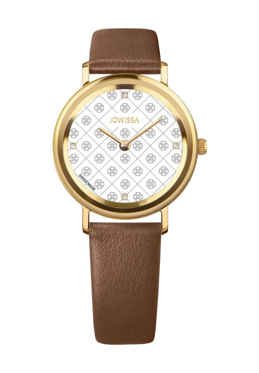 Elegante Lederuhr mit gemustertem Zifferblatt