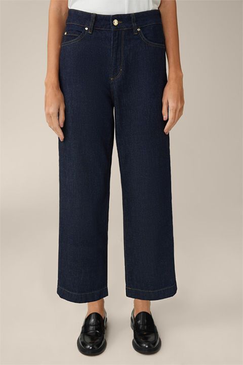 High-Waist Denim-Culotte mit weitem Bein
