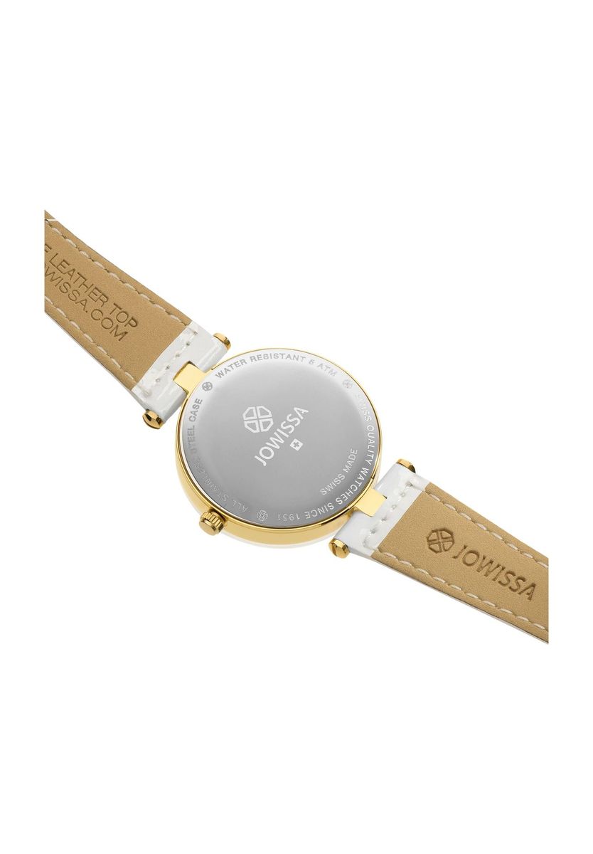 Facettierte Armbanduhr mit Perlmuttzifferblatt
