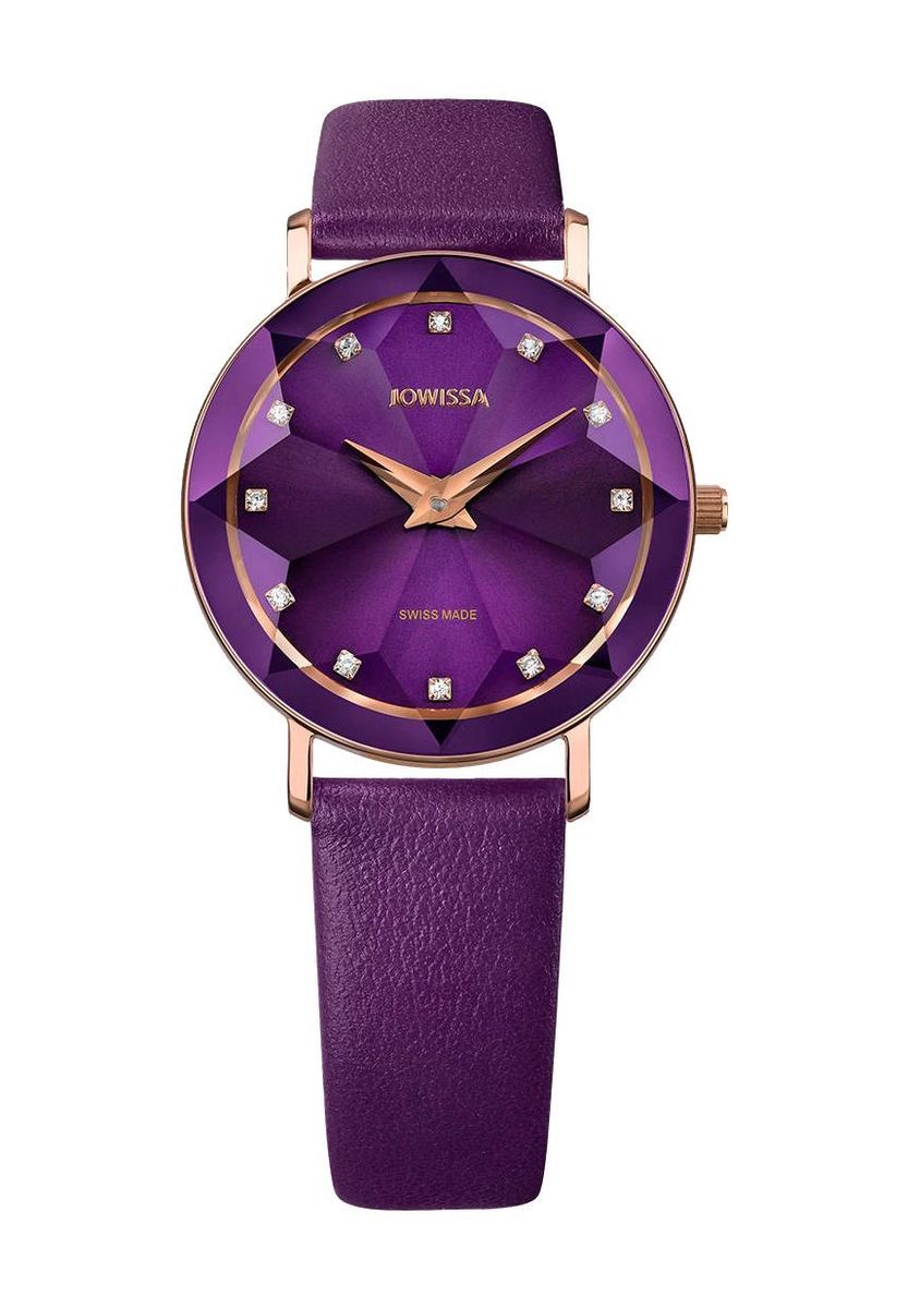 Elegante facettierte Uhr mit Lederarmband
