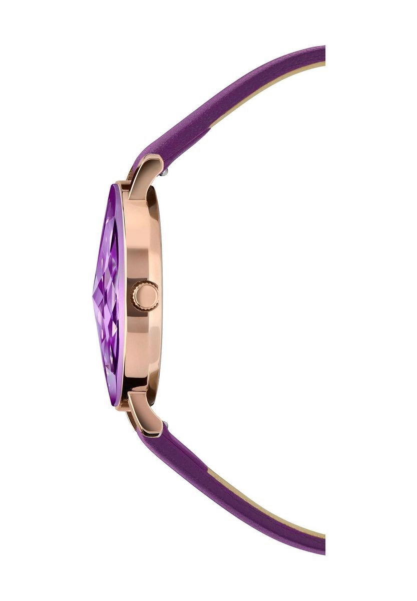 Elegante facettierte Uhr mit Lederarmband