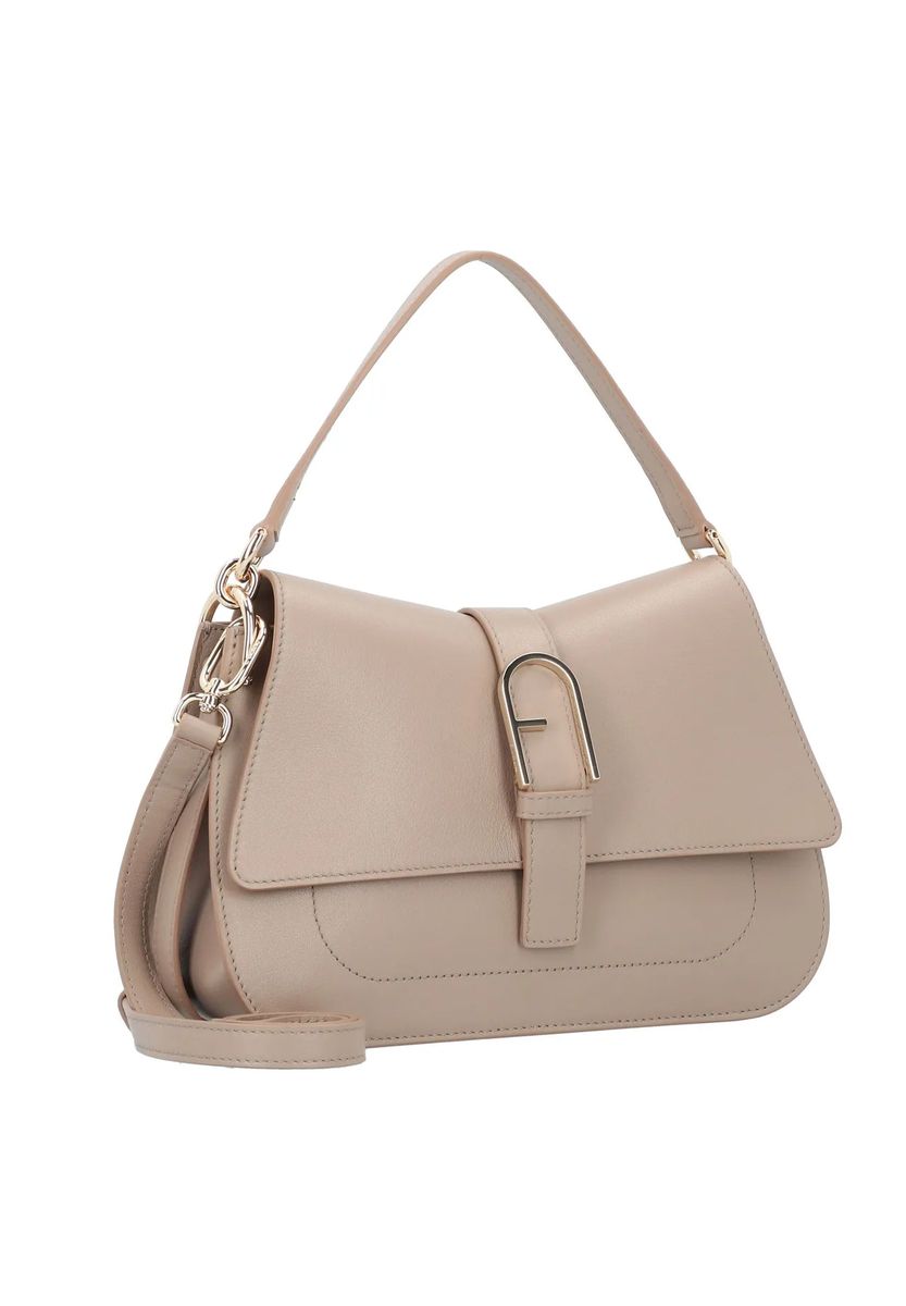 Strukturierte Leder-Handtasche mit Klappe