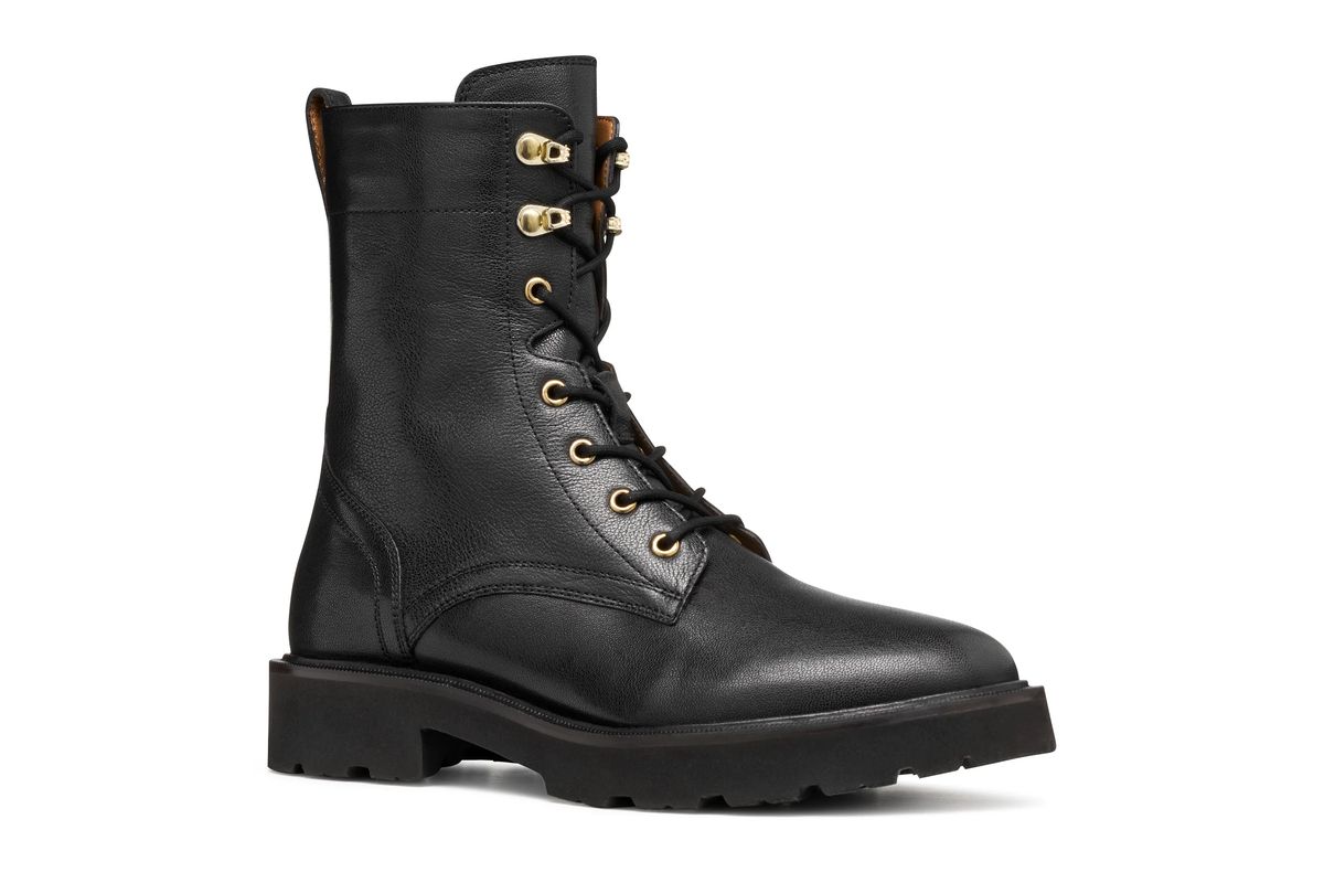 Gekörnte Leder Schnürboots im Combat-Look