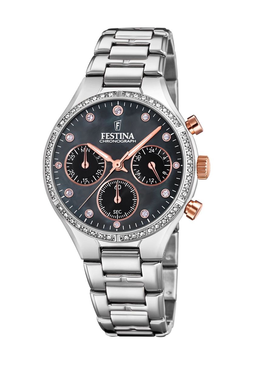 Elegante Chronographen-Uhr mit Kristallbesatz