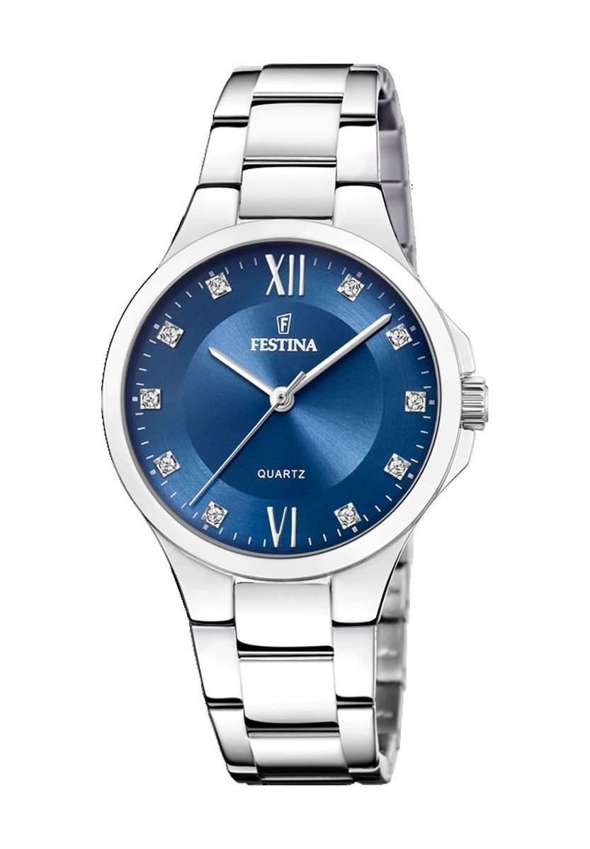 Elegante Edelstahluhr mit blauem Zifferblatt