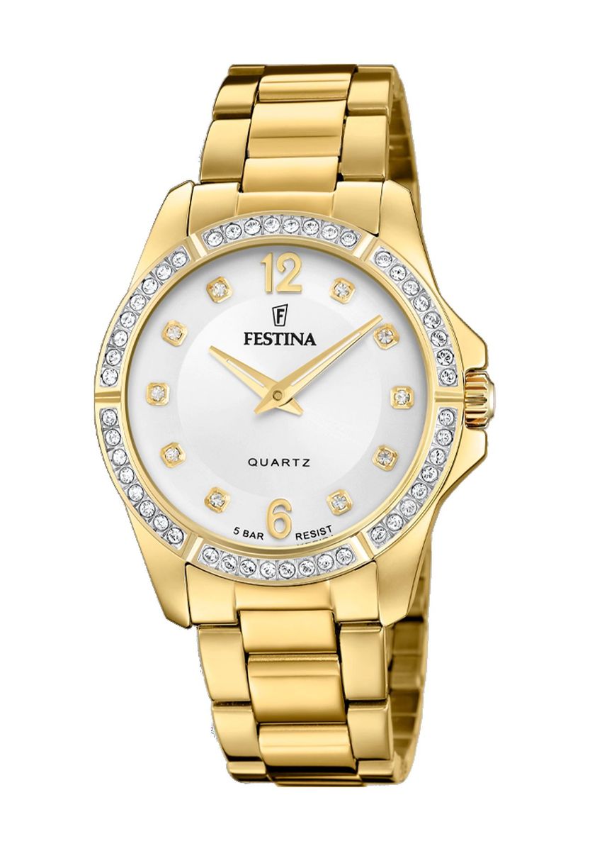 Elegante Damenuhr mit Kristall-Lünette