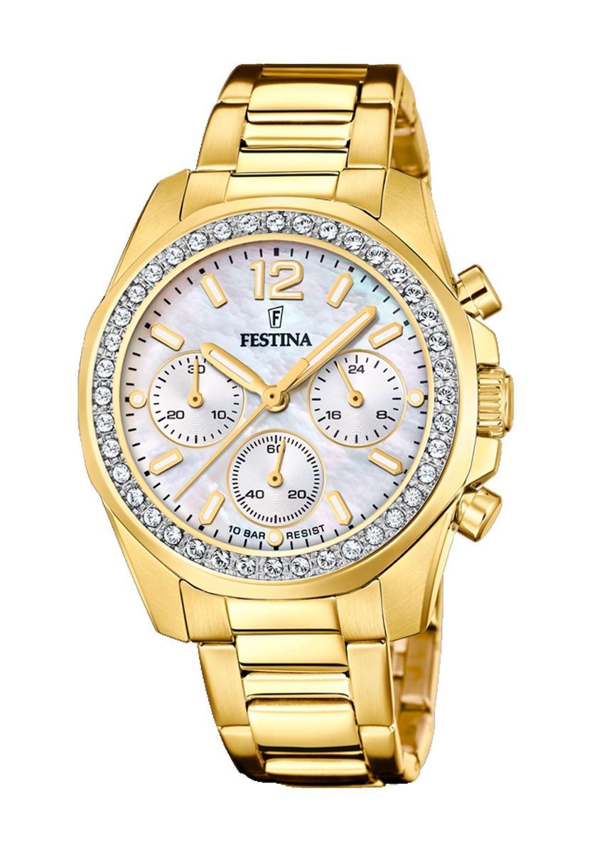 Eleganter Chronograph mit Zirkonia-Lünette