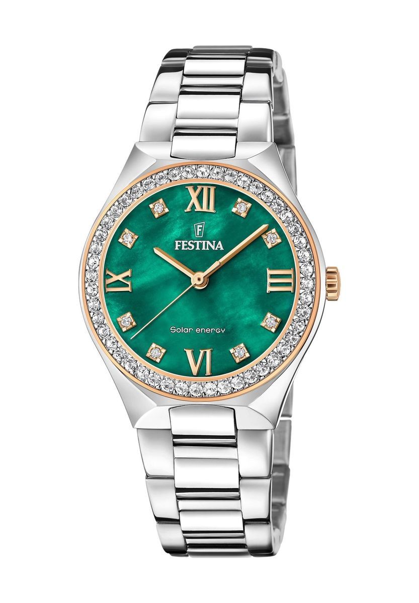 Elegante Solaruhr mit Kristallen