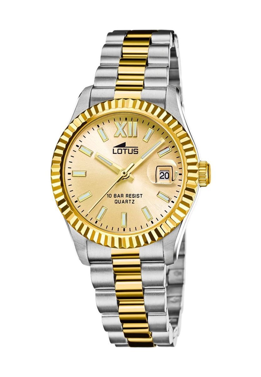 Elegante Bicolor-Uhr mit Kannelierung