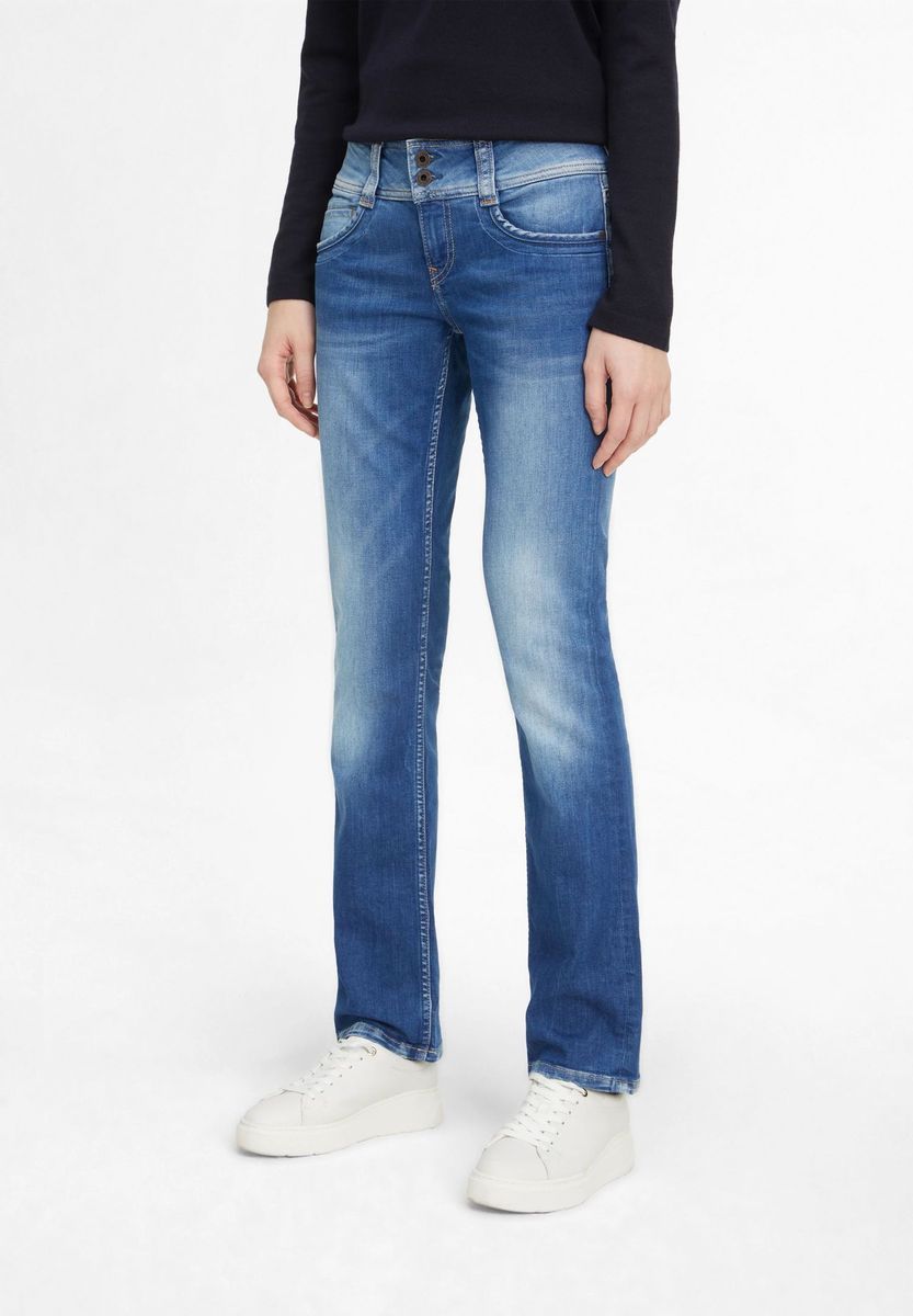 Bootcut-Jeans mit Doppelknopf-Verschluss