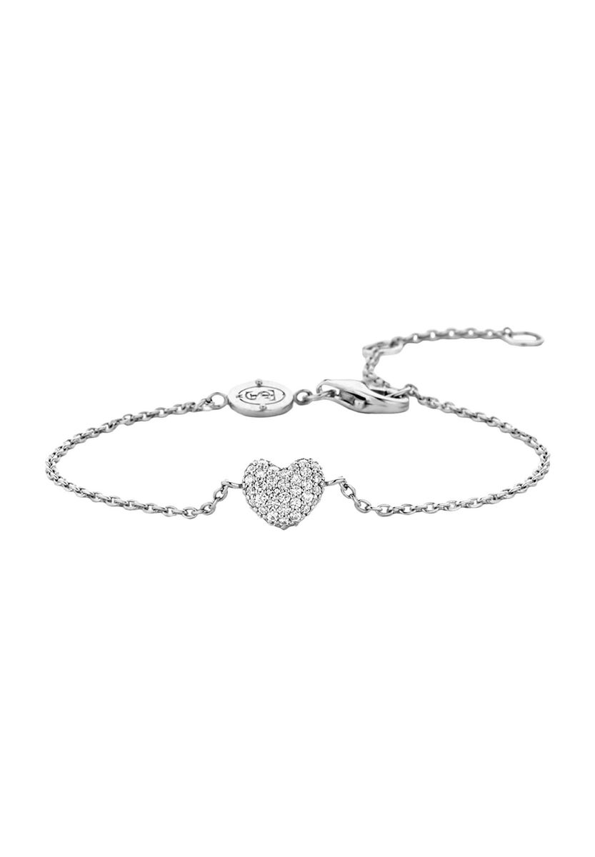 Zartes Silberarmband mit Pavé-Herz