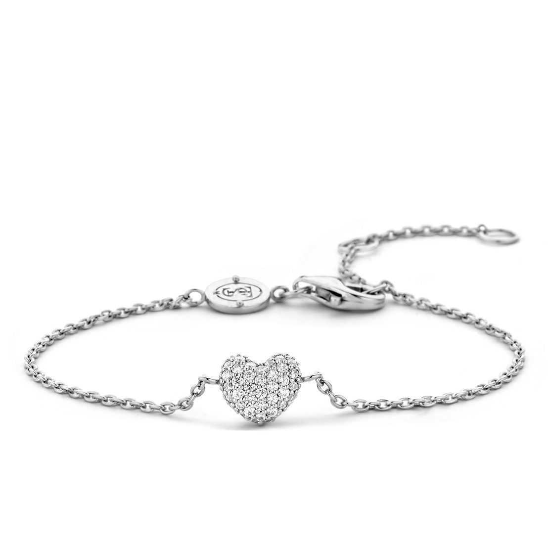 Zartes Silberarmband mit Pavé-Herz