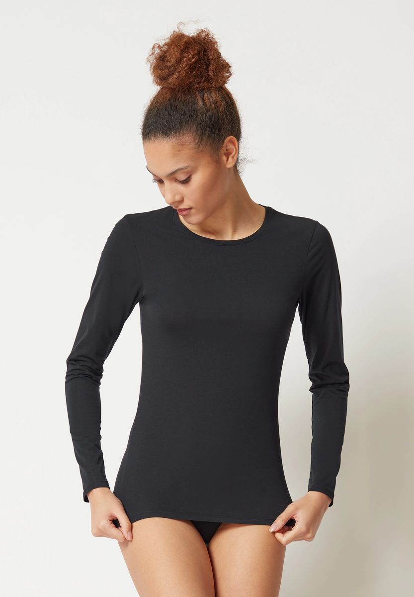 Essentielles Langarmshirt mit Rundhalsausschnitt
