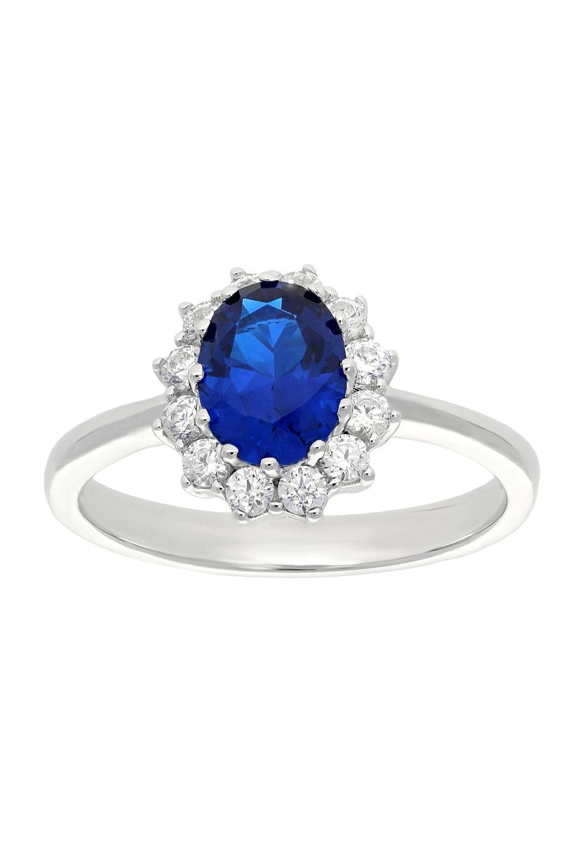 Ring mit ovalem blauem Spinell