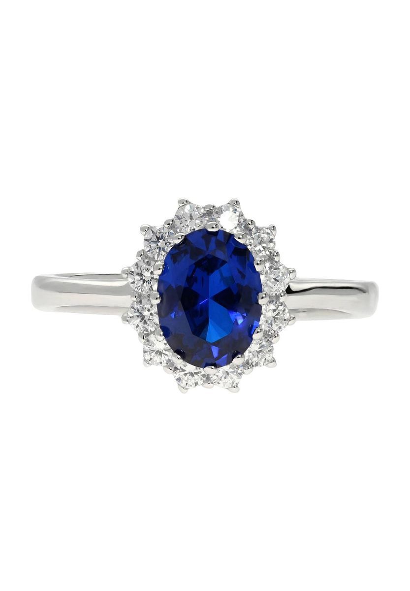 Ring mit ovalem blauem Spinell