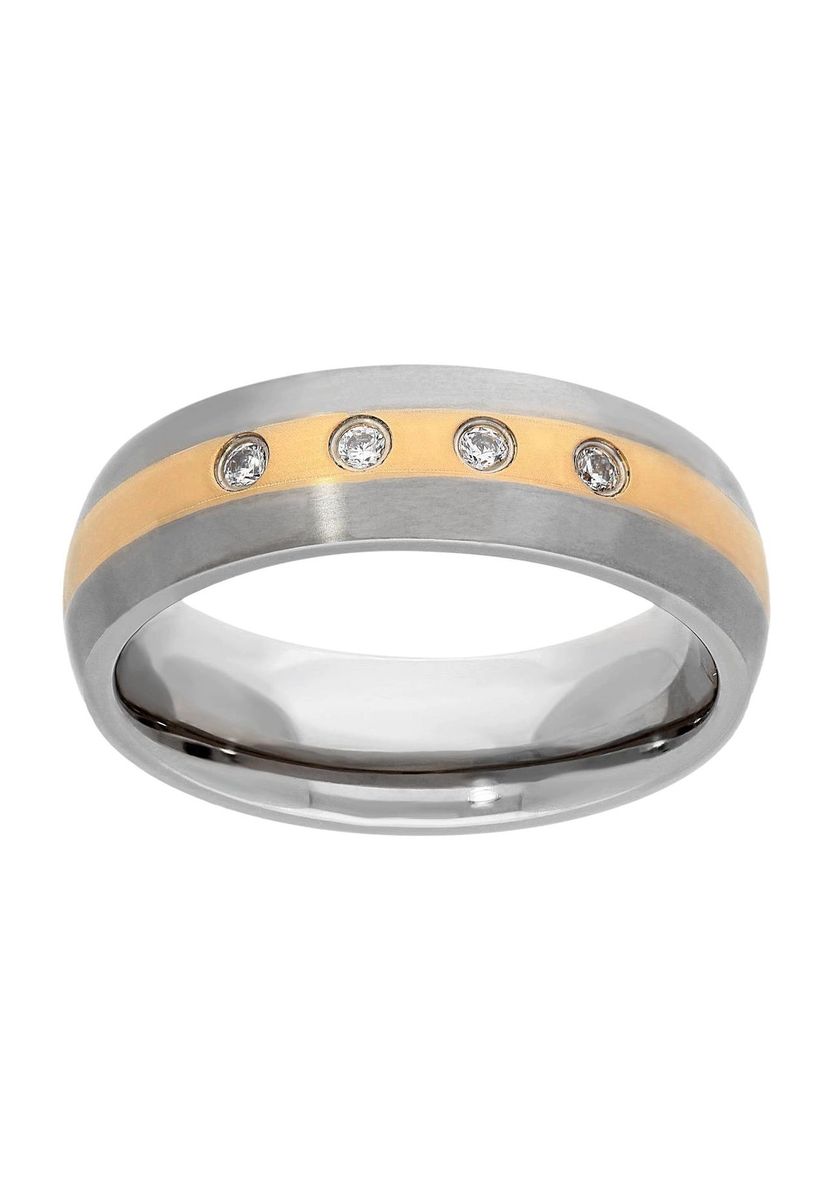 Eleganter Zirkonia Besetzter Metallring