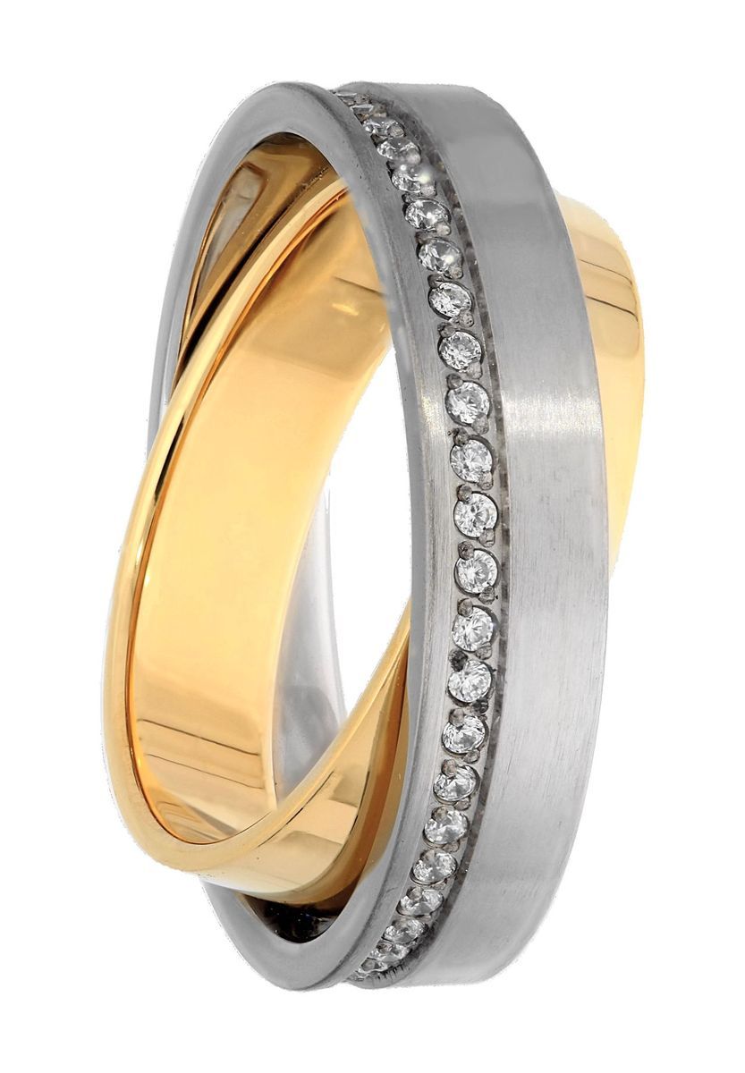 Eleganter bicolor Ring mit Zirkonia