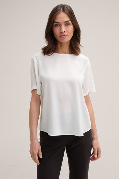 Minimalistische Kurzarm-Bluse aus Crêpe