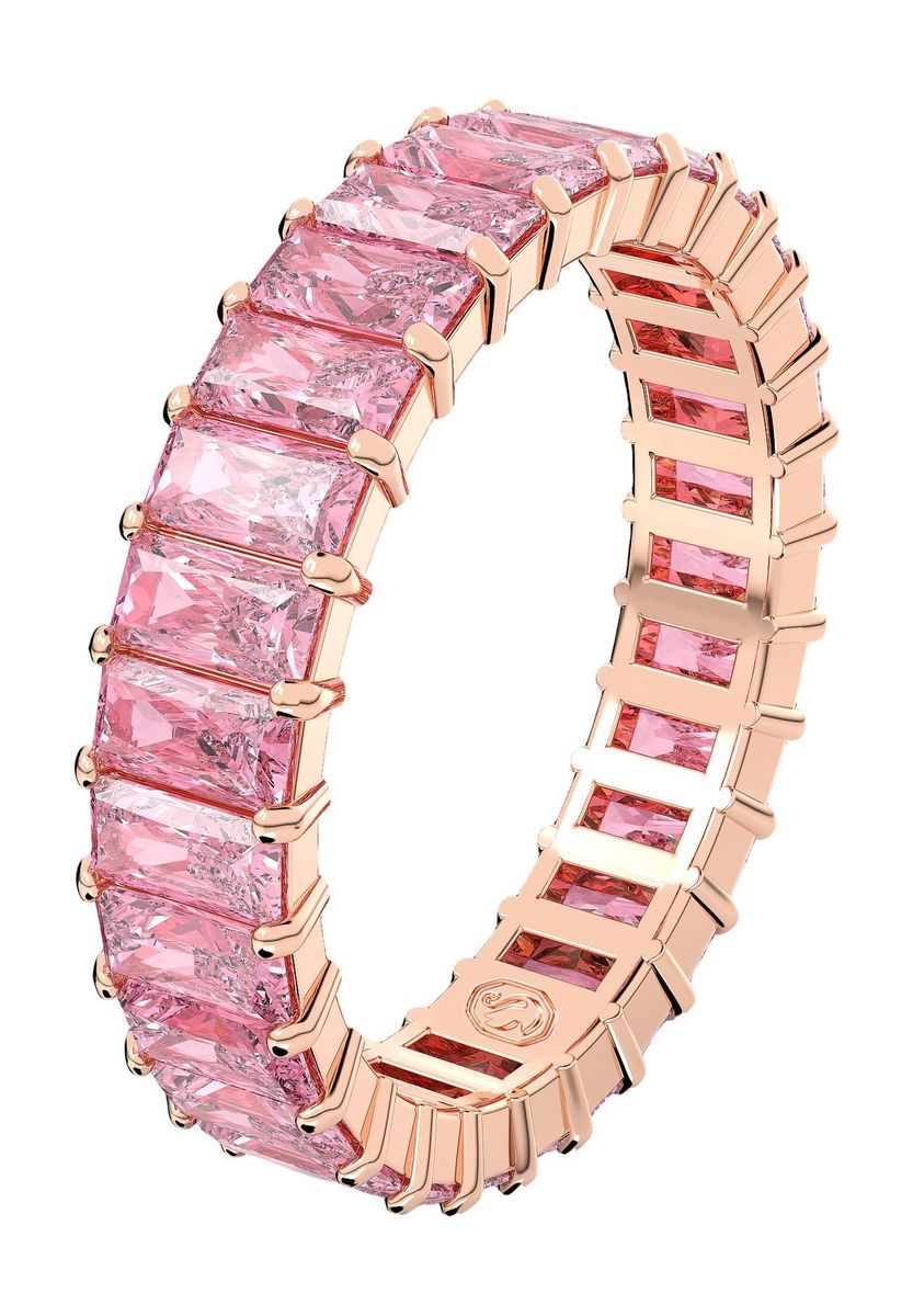 Funkelnder rosa Eternity-Ring im Baguette-Schliff