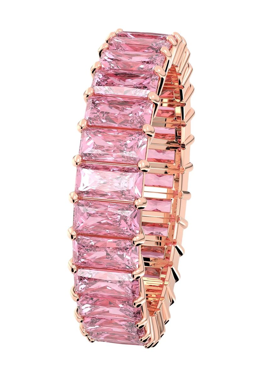 Funkelnder rosa Eternity-Ring im Baguette-Schliff