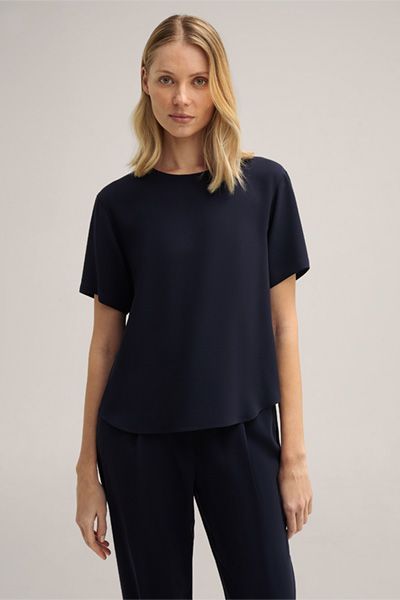 Minimalistische Kurzarm-Crepe-Bluse