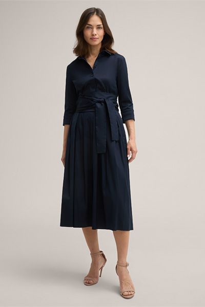 Midi-Hemdblusenkleid aus Baumwoll-Stretch