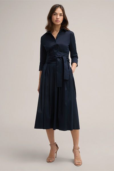 Midi-Hemdblusenkleid aus Baumwoll-Stretch