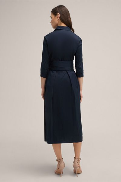 Midi-Hemdblusenkleid aus Baumwoll-Stretch