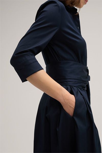 Midi-Hemdblusenkleid aus Baumwoll-Stretch