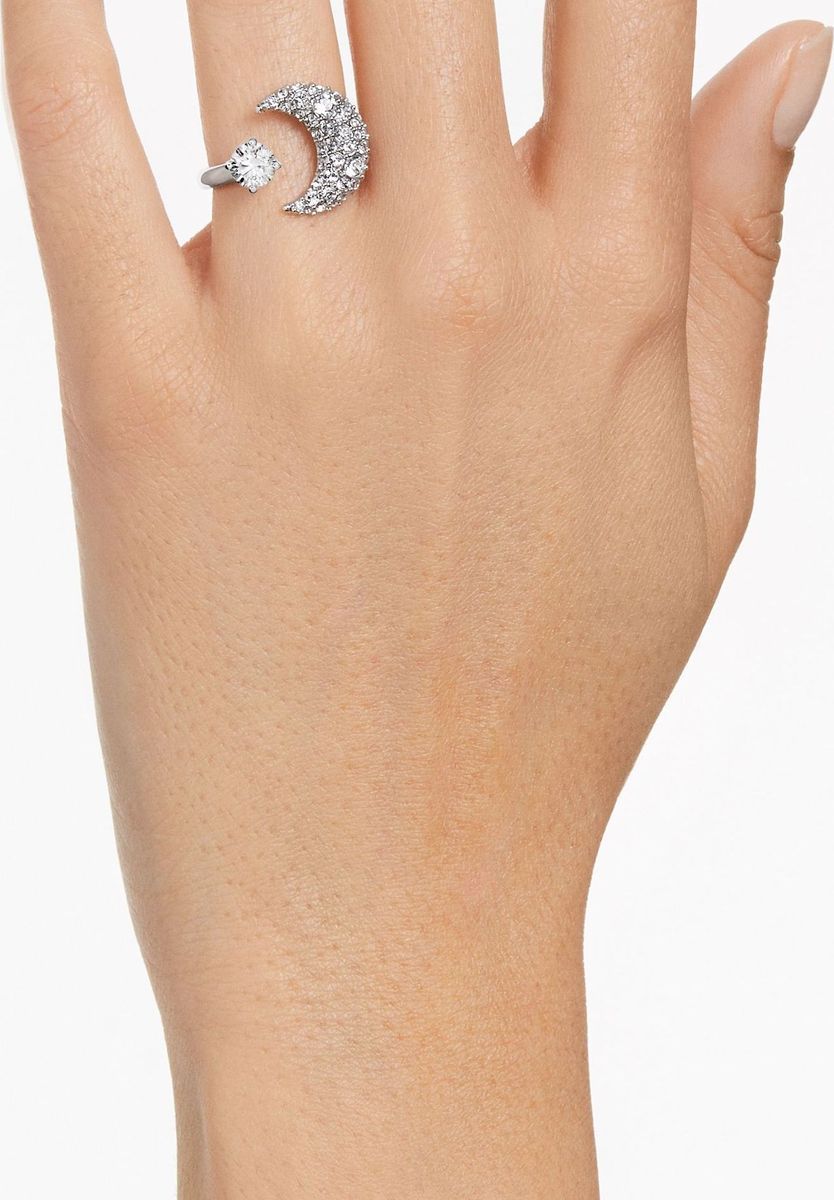 Kristallbesetzter Ring im Halbmond-Design