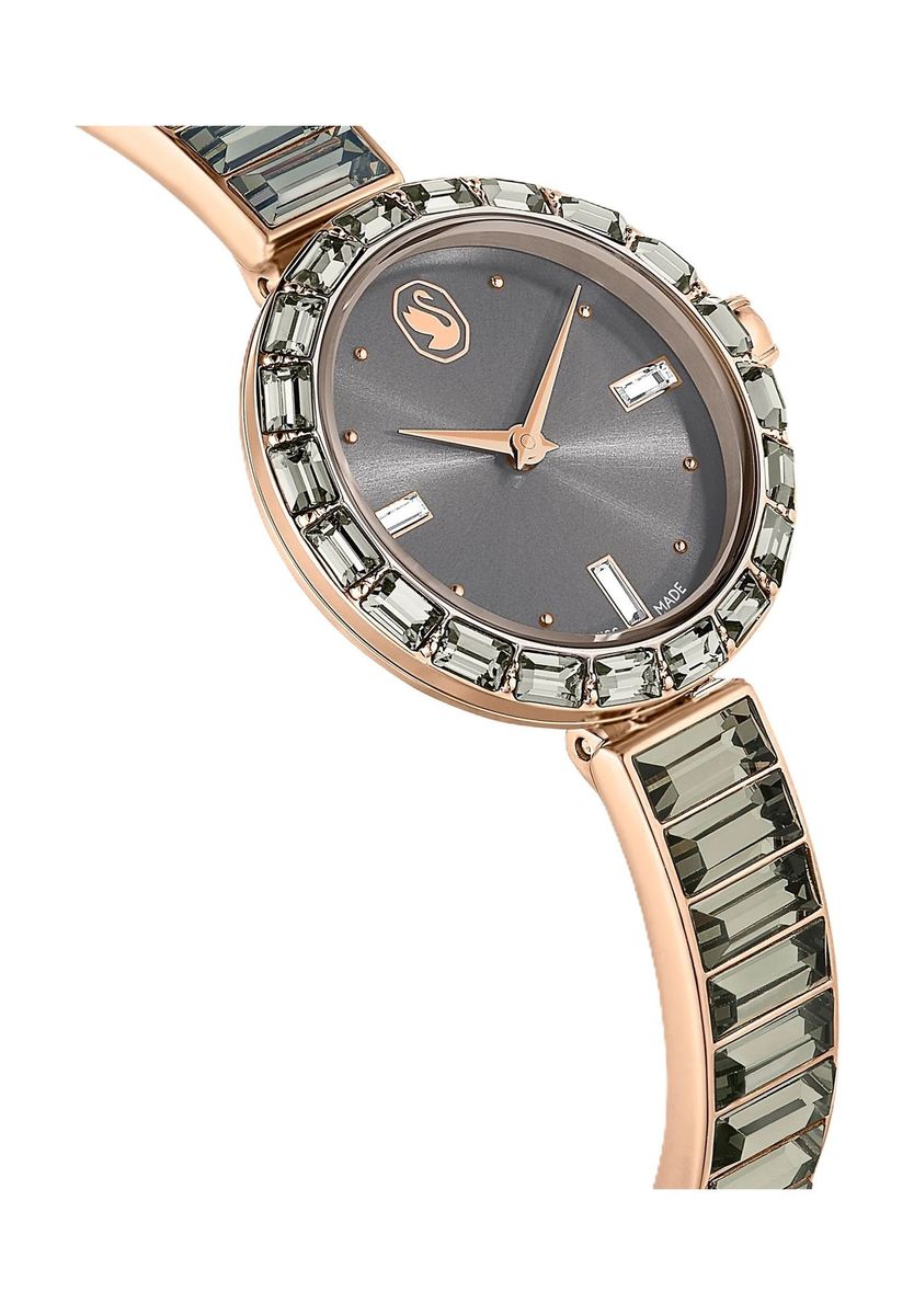 Elegante kristallbesetzte Armreif-Uhr
