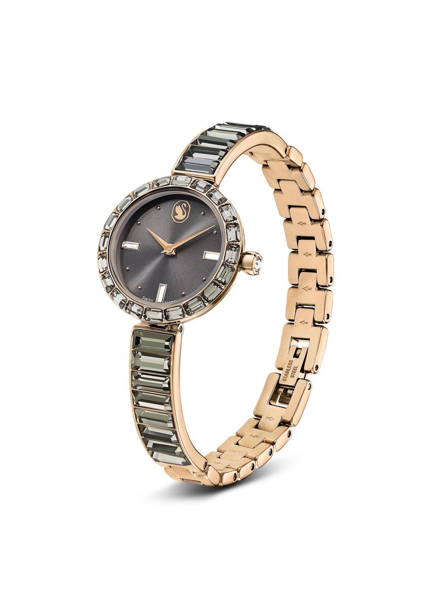 Elegante kristallbesetzte Armreif-Uhr
