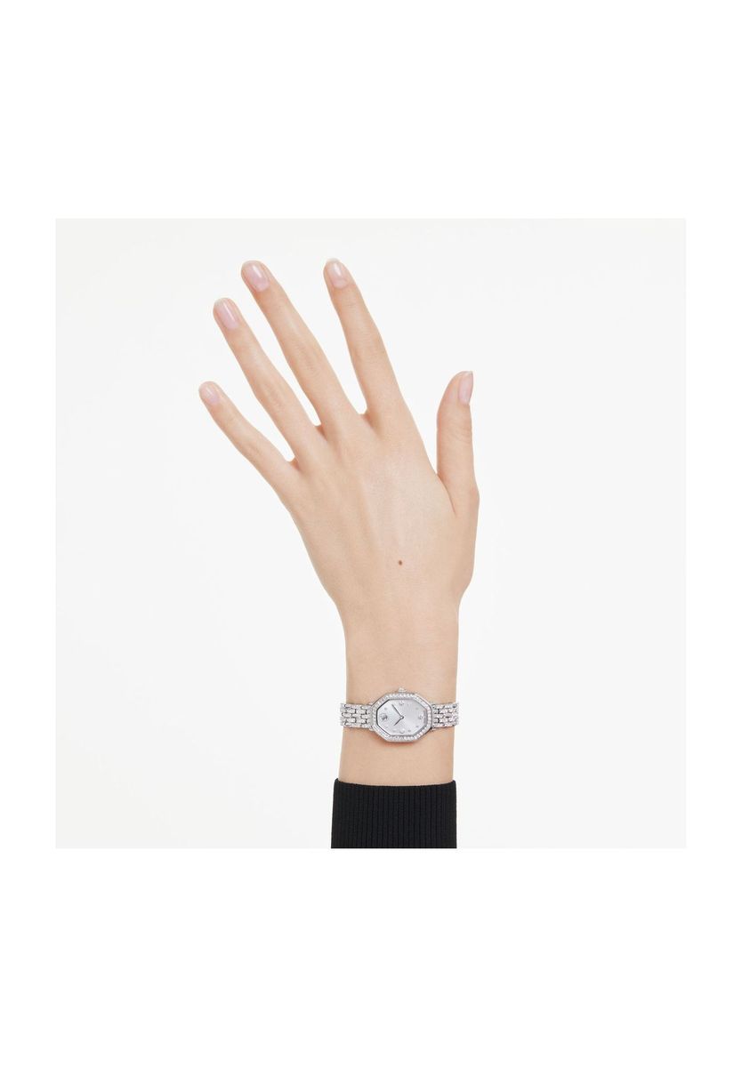 Elegante achteckige kristallbesetzte Armbanduhr