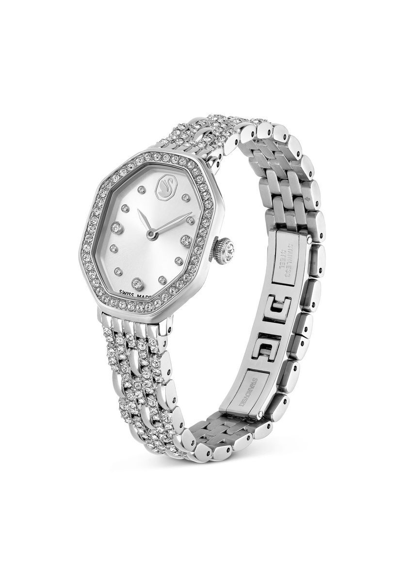 Elegante achteckige kristallbesetzte Armbanduhr