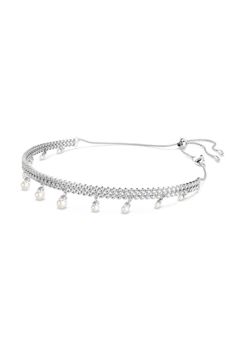 Zweireihiger Kristall- und Perlen-Choker