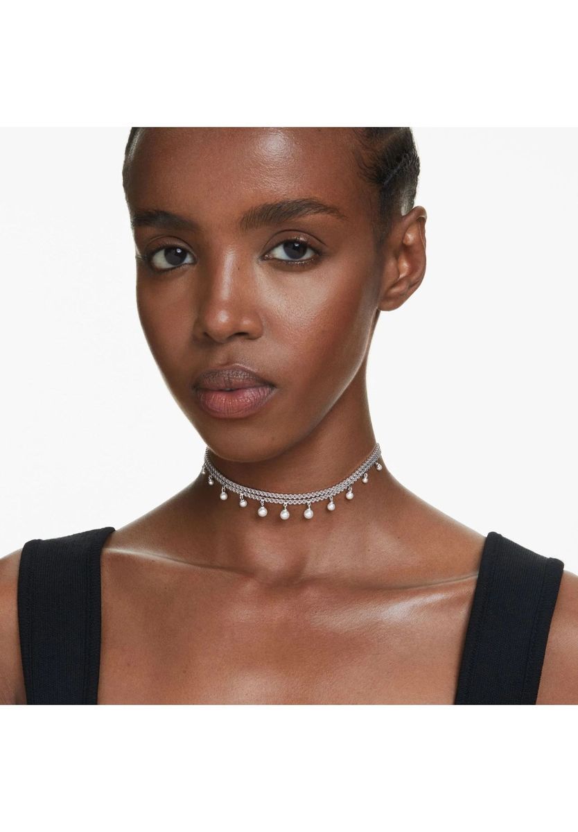 Zweireihiger Kristall- und Perlen-Choker